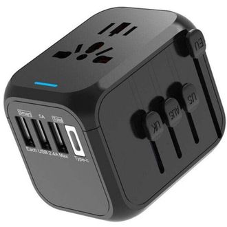 OEM Adaptador De Viaje, Adaptador De Enchufe Universal Con Tipo C + 3 Puertos Usb Y Toma De Ca, Adaptador Ternel Para Francia, Ee. Uu., Reino Unido, Alema