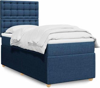 vidaXL Cama Box Spring Con Colch&oacute;n Tela Azul 80x200 Cm Vidaxl
