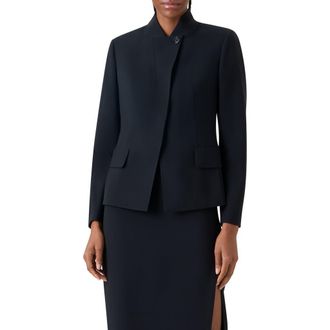 Akris Kay Asymmetric Wool Blend Double Face Jacket in Black at Nordstrom, Size 10