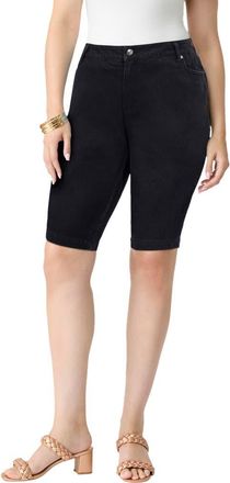 Roaman's Plus Size 24/7 Stretch Bermuda Short in Black Denim at Nordstrom, Size 34