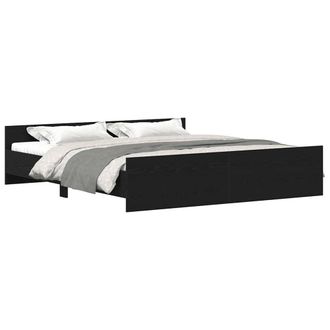 Berkfield Home Durable Bed Frame without Mattress Black Oak 180x200 cm Engineere
