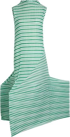 Issey Miyake Striped Pleated Woven Midi Dress - Green - 2