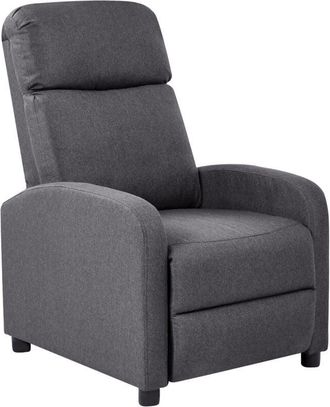 Beliani Recliner Chair EMINENCE Faux Linen Dark Grey