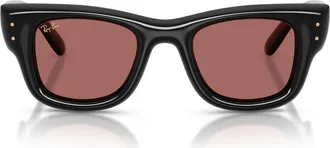 Ray-Ban Wayfarer Puffer 50mm Square Sunglasses in Black /Dark Violet at Nordstrom
