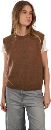 American Vintage Rondgebreide kleding - Dames - Ronde hals truien - Bruin - S - Wol - Truien & Vesten