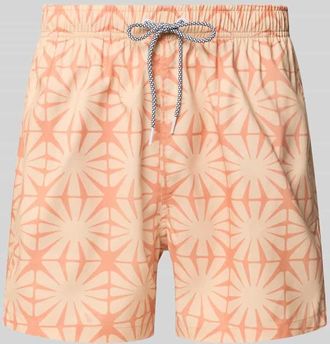 Boardies Badehose im Allover-Look mit elastischem Bund in Orange, Gr&ouml;&szlig;e XXL