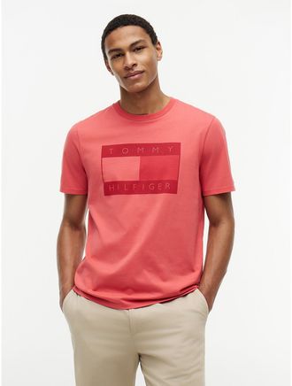 Tommy Hilfiger Mens Tonal Flag Logo T-Shirt - Pink - XXXL