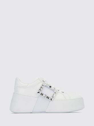 Roger Vivier Viv Skate Calf Leather Trainers with Jewel Buckle and Platform Sole
