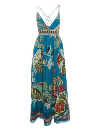 Red Valentino floral-print midi dress - Blue