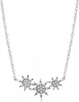 Allurez Diamond Triple Starburst Necklace 14k White Gold (0.09ct)