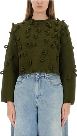 J.W.Anderson Cropped Loop Jumper - Dames - Ronde hals truien - Groen - L - Katoen - Truien & Vesten