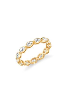 Crislu Pear-Cut Cubic Zirconia Eternity Band Ring in 18Kt Yellow Gold /Clear Stone at Nordstrom