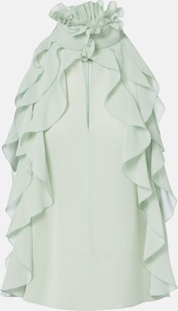 Alexander McQueen Top de chif&oacute;n de seda con volantes