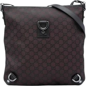 Gucci Pre-owned Nylon Crossbody Bag - Dames - Vintage Schoudertas - Bruin - ONE Size - Nylon - Vintage