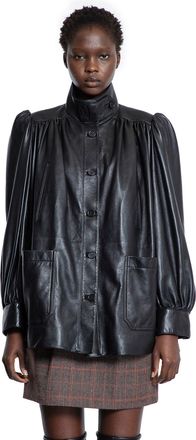 Chlo&eacute; High-Neck Coat in Plong&eacute; Nappa Leather