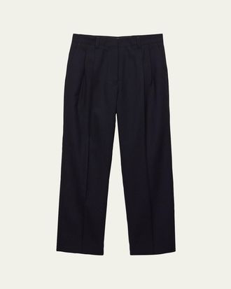 Prada Stuoia Double-Pleated Straight-Leg Pants