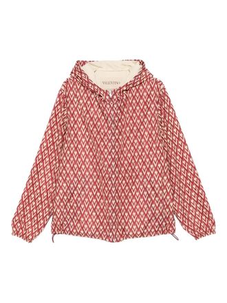 Valentino Garavani geometric-pattern hooded jacket - Red