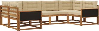 vidaXL Conjunto De Sof&aacute;s De Exterior 6 Uds. Natural Y Beige Vidaxl
