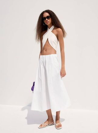 Mango Gonna cotone svasata bianco - Donna - XXL - MANGO