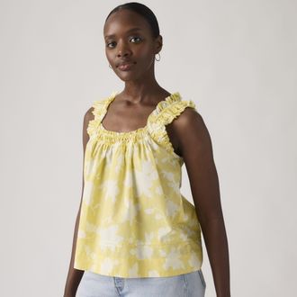 Levi's Meg Cotton Blouse - Womens - XS - Yellow / Regina Floral