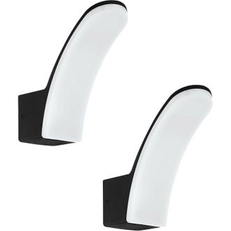 Loops 2 PACK IP44 Outdoor Wall Light Black Aluminium 11W Built in LED Porch Lamp