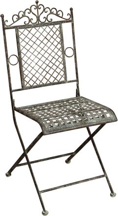 Biscottini International Silla Plegable De Forja Silla De Jard&iacute;n Y Terraza Con Motivos Decorativos En El Respaldo Estilo R&uacute;stico Vintage Externo Interior