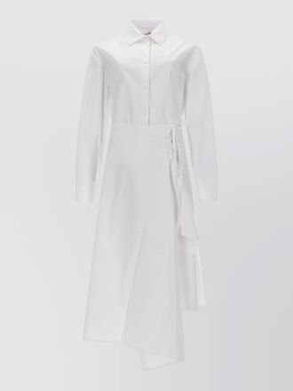 Msgm long sleeve dress asymmetric hem tie waist
