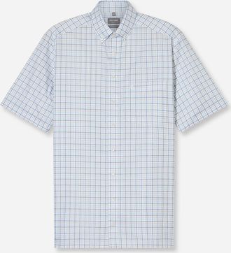 Olymp Kurzarmhemd OLYMP Luxor comfort fit, Herren, Gr. 39, N-Gr, blau (bleu), Web, Obermaterial: 100% Baumwolle, comfort fit, Hemden Kurzarmhemd, b&uuml;gelfrei