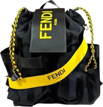Fendi Pre-owned Backpacks, male, Black, Size: ONE SIZE Pre-owned Vintage Nylon Backpack