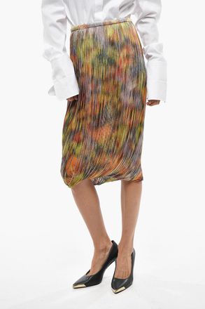 Dries Van Noten Cotton Tie-Dye Midi Skirt with Frayed Details Dries Van Noten