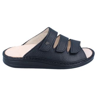 Finn Comfort Korfu Leather Womens Slides Sandals - Black - Size:UK 10.5