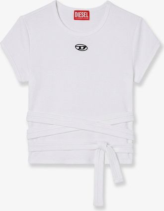 Diesel T-BUNNY-TAIL- S1 cotton T-shirt with tie bands - DIESEL - gender_Woman