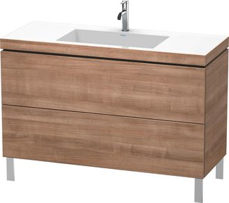 Duravit Lavabo Para Muebles Duravit L-cube C-bonded Con Base De Pie, 120x48 Cm, 2 Extra&iacute;bles, Sin Rebosadero, 1 Agujero Para Grifo, Color: Cerezo Del Tesino -