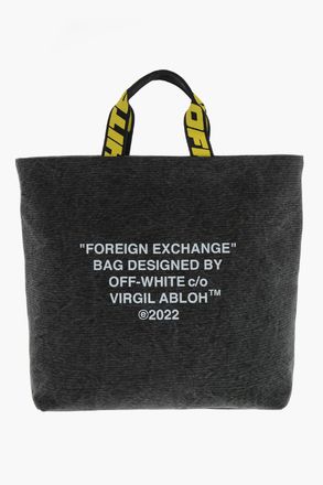 Off-white Denim Tote Bag HARD CORE With Contrasting Print Off-White