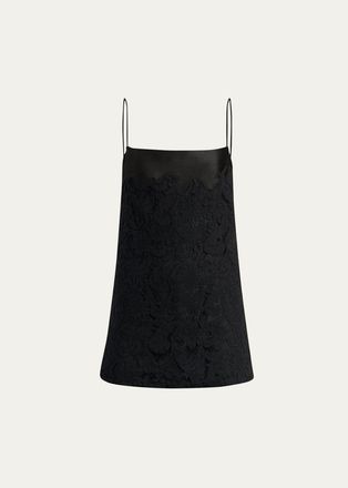 Khaite Neema Floral Lace Silk-Blend Longline Top