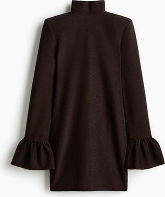H&M Glitzerndes Kleid mit Schulterpolstern - Brown