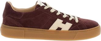 Hogan Bordeaux Suede Leather Skater Sneakers