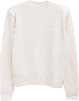 Frankie Shop Rafaela Padded Knit Sweater - Dames - Ronde hals truien - Beige - M - Wol - Truien & Vesten