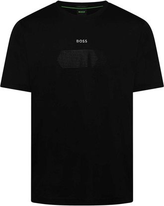 HUGO BOSS Heren-T-shirt met Unity Stripe-logo (Zwart)