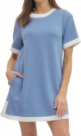Entro Short Sleeve Mini Dress In Chambray
