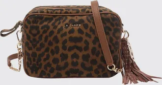 La Carrie Suede Mini Camera Bag with Animal Print and Charms
