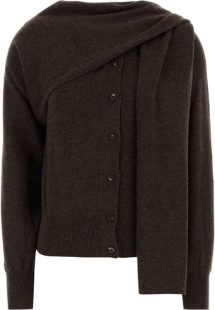 Ferragamo Womens Brown Cashmere Cardigan - Dark Brown - Size X-Small