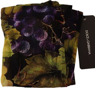 Dolce & Gabbana Womens Black Grapes Print Stockings Tights Nylon Clothing