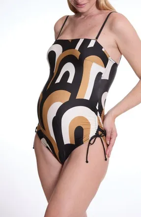 Cache Coeur Odeon Maternity Swimsuit in Black Multi at Nordstrom, Size X-Large