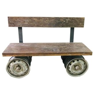 Wanderlust Deco Banco de madera y metal acabado artesanal