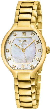 Gevril Group Lugano Diamond Mother of Pearl Dial Ladies Watch 14021B