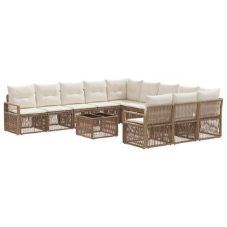 vidaXL Conjunto De Sof&aacute;s De Jard&iacute;n 12 Pcs Beige Rat&aacute;n Sint&eacute;tico Vidaxl