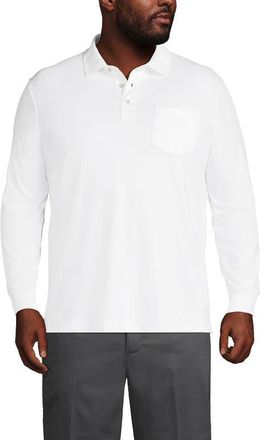 Lands End Long Sleeve Cotton Supima Polo Shirt with Pocket in Soft Canvas Heather at Nordstrom, Size Xx-Large