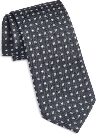 BOSS Micropattern Silk & Wool Blend Tie Treated with antimicrobial technology to keep you feeling fresh and dry in Dark Blue at Nordstrom