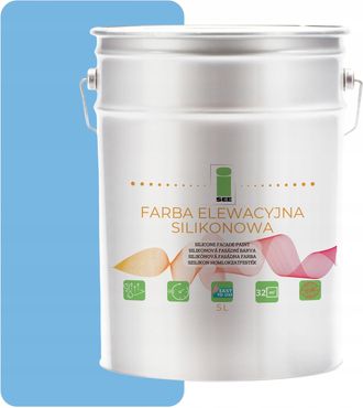 OEM Pintura De Silicona Para Fachadas, Azul, 5 L, Permeable Al Vapor + Biocida